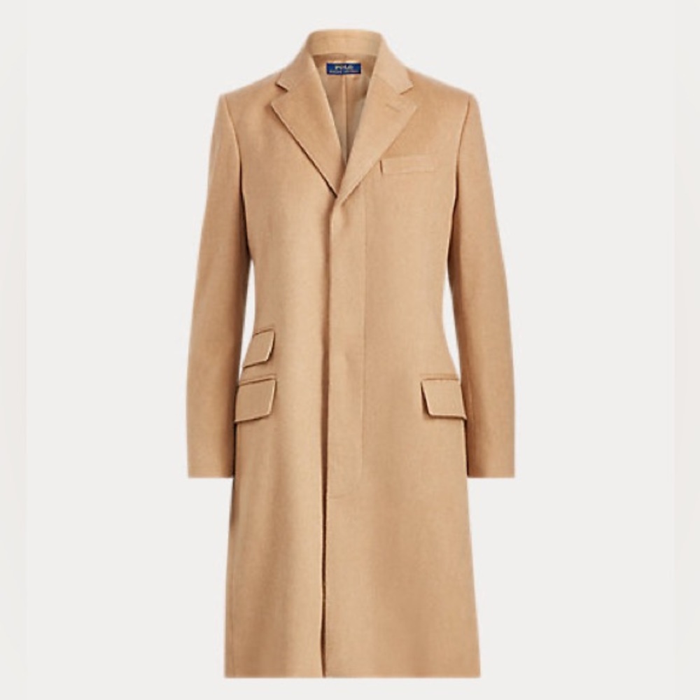 Wool-Blend Chesterfield Coat in Camel